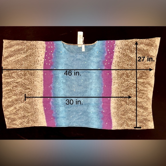 Chico's Scattered Sequin Sheer Poncho - Blue, Purple, Bronze, Size M/L NWT - Picture 3 of 10